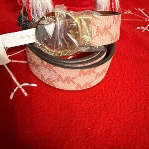 Michael Kors Pink and Gold Logo Belt